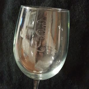 Set of etched wine glasses